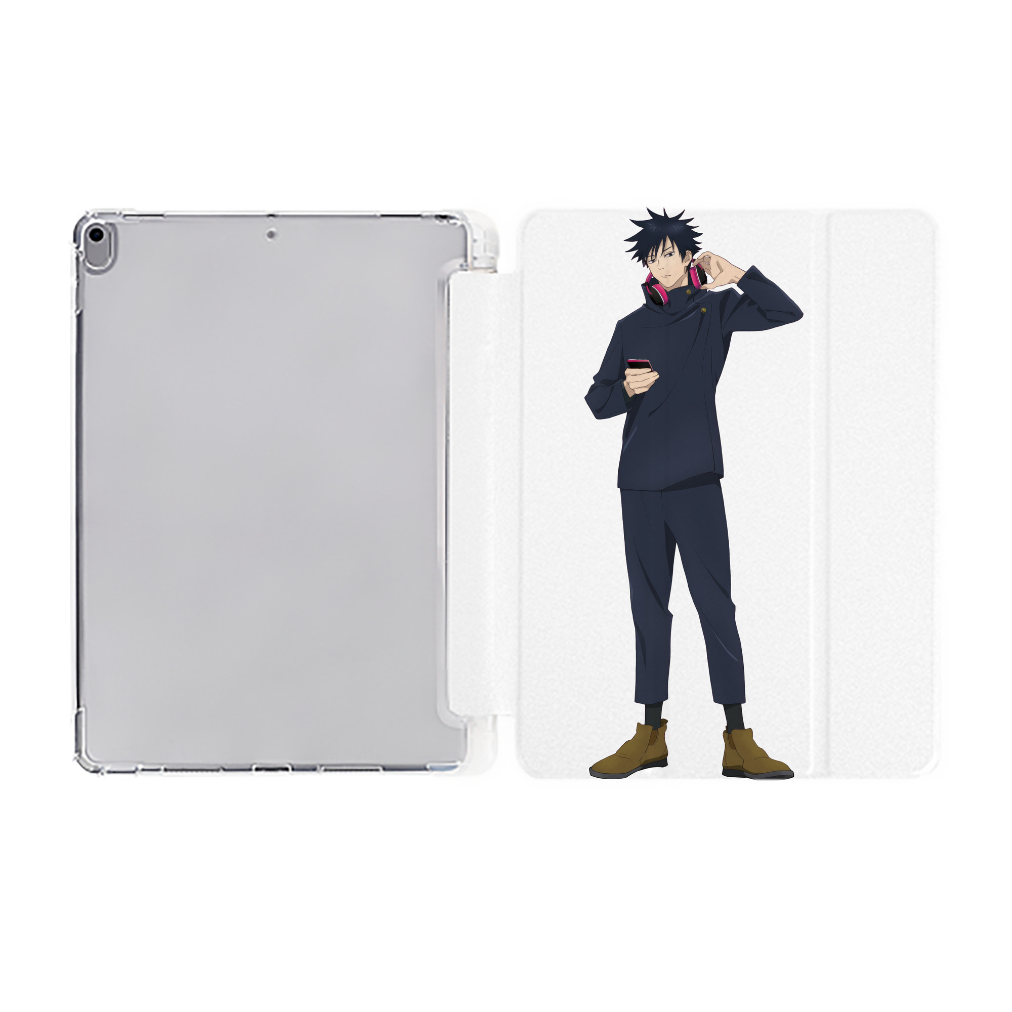 （画像用） 呪術廻戦 Jujutsu Kaisen IPad ケース ペン収納付き 三つ折りスタンド PUレザー×シリコン 対応機種9.5/10.5/10.9インチ